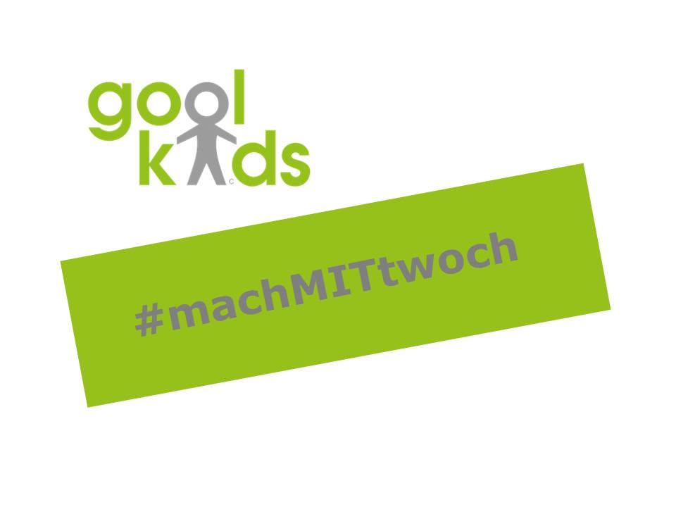 goolkids-Logo, darunter eine Banderole mit der Aufschrift #machMITtwoch
